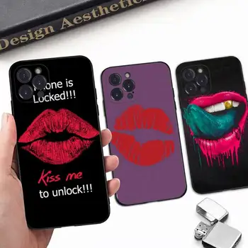 Beijo Com os Lábios Telefone de Caso Para o iPhone 8 7 6 6S Plus X SE DE 2020 XR XS 14 11 12 13 Mini Pro Caso de Móveis de Max.