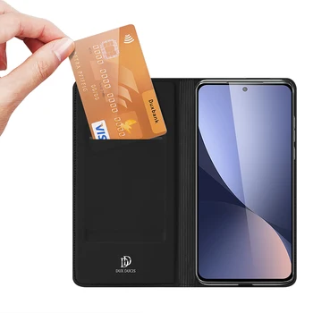 DUX DUCIS Caso de Telefone Celular Para Xiaomi 12-12X-12 de Luxo Magnético Carteira de Couro Flip Cover Shell Constante Stand de Dinheiro por Cartão de Slots