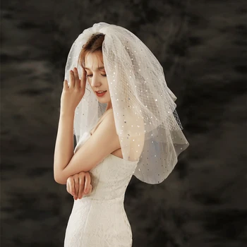 Nova Chegada de Noiva Marfim de véus de Noiva Laço de Tule véu de Noiva acessórios do Casamento velos de noiva Mariage Veu de noiva Welon
