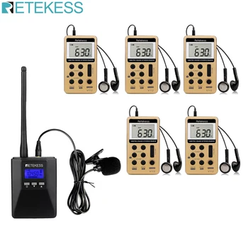Retekess TR506 Transmissor FM + 5pcs V112 Receptor de Rádio FM Guia de turismo Sistema de Orientação de Reuniões da Igreja Sistema de Tradução