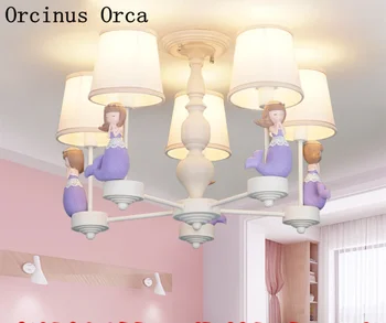 Cartoon criativo da Princesa lustre de Quarto da Menina Princesa de Quarto de crianças, quarto de lâmpada criativas Europeias LED candelabro