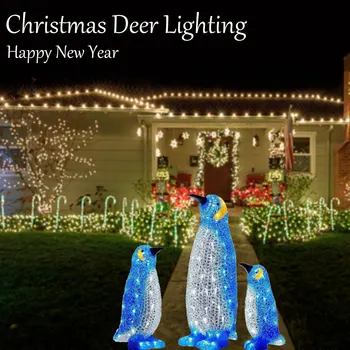 1pc Decoração de Natal Para Casa Penguin Stand Pilha de Luzes ao ar livre de Papai Noel de Presente de Natal, Natal, Noel, Em 2022, Ano Novo, Natal, Decoração