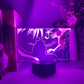 Ryomen Sukuna vs Gojo Satoru Figuras de Anime Jujutsu Kaisen Ilusão 3D Lâmpada da Noite Otaku Quarto Mangá de Arte, Iluminação, Decoração