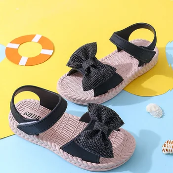 2022 Verão de Sapatos de Crianças de Moda Doce Princesa Crianças Sandálias para Meninas da Criança do Bebê Macio e Respirável Hoolow Fora Arco Sapatos 24-35 anos